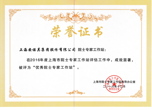 2016年被认定为上海市优秀院士专家工作站 